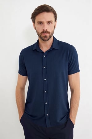 Fitilli Kolu Katlı Slim Fit Gömlek