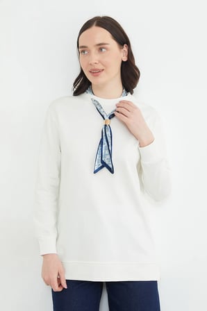 Fullamodest Fular Detaylı Bisiklet Yaka Tunik