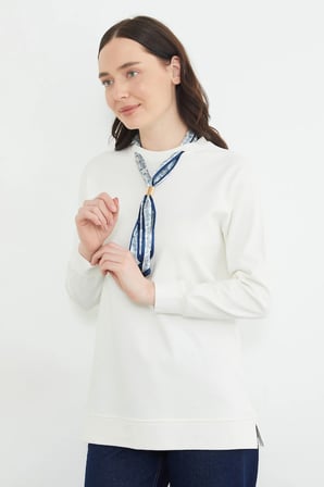 Fullamodest Fular Detaylı Bisiklet Yaka Tunik
