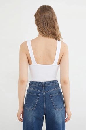 Fitilli Kaplı U Yaka Çıtçıtlı Body