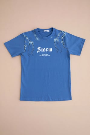 %100 Pamuk Storm Baskılı Erkek Çocuk Tişört
