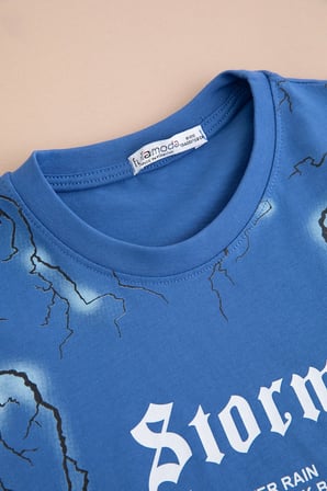 %100 Pamuk Storm Baskılı Erkek Çocuk Tişört