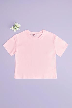 %100 Pamuk Basic Salaş Kız Çocuk Tişört