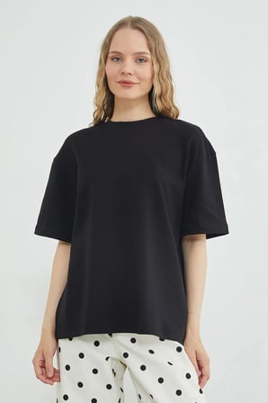 Transparan Kelebek Nakışlı Oversize Tişört