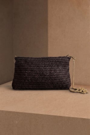 Zincir Askılı Hasır Portföy Clutch Çanta