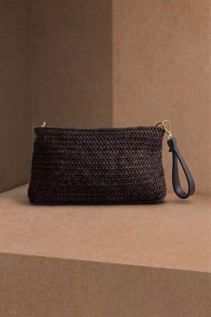 Zincir Askılı Hasır Portföy Clutch Çanta