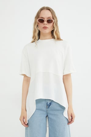 Basic Arkası Uzun Oversize Tişört