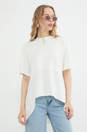 Basic Arkası Uzun Oversize Tişört
