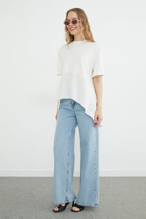 Basic Arkası Uzun Oversize Tişört