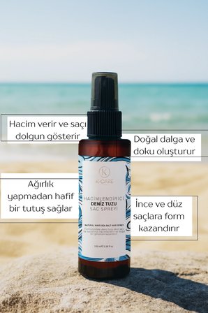 K K-CARE Cosmetics Deniz Tuzu Saç Spreyi - Doğal Dalga Sağlayan ve Hacim Veren Saç Spreyi 100 ml