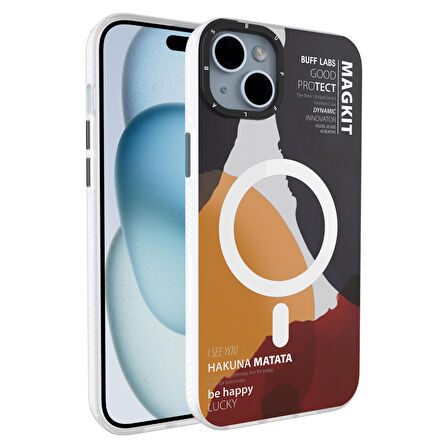 Buff iPhone 15 MagKit Desenli Kılıf Hakuna