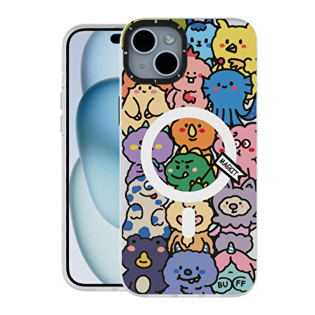 Buff iPhone 15 MagKit Desenli Kılıf Happy Monster