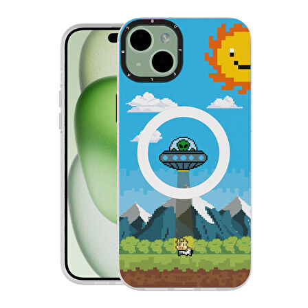 Buff iPhone 15 Plus MagKit Desenli Kılıf UFO
