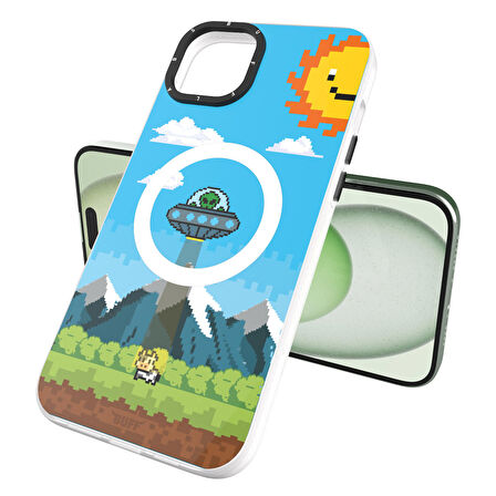 Buff iPhone 15 Plus MagKit Desenli Kılıf UFO