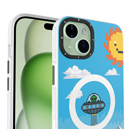 Buff iPhone 15 Plus MagKit Desenli Kılıf UFO