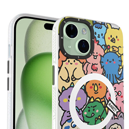 Buff iPhone 15 Plus MagKit Desenli Kılıf Happy Monster