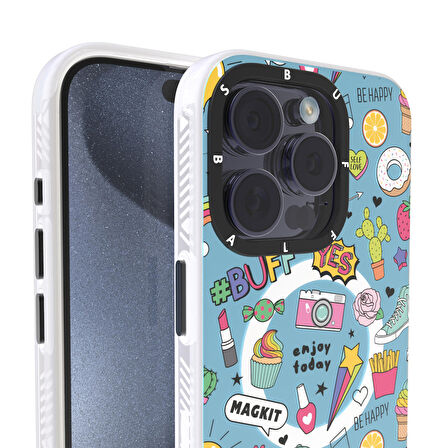 Buff iPhone 15 Pro MagKit Desenli Kılıf Blue Junior