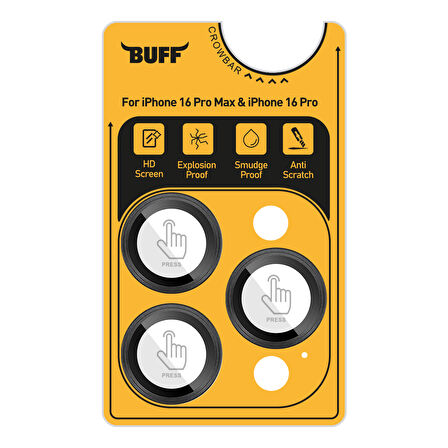 Buff iPhone 16 Pro Max / iPhone 16 Pro Titanyum Lens Koruyucu Black