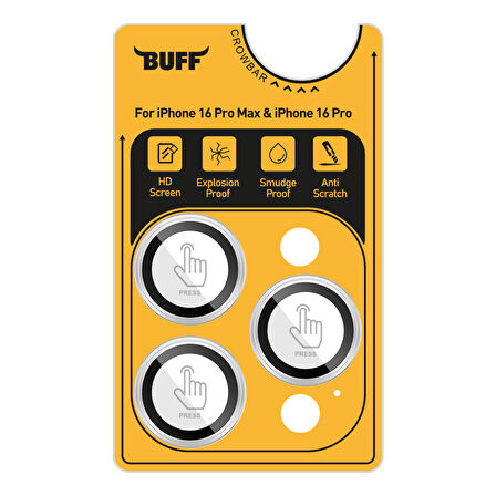 Buff iPhone 16 Pro Max / iPhone 16 Pro Titanyum Lens Koruyucu Silver