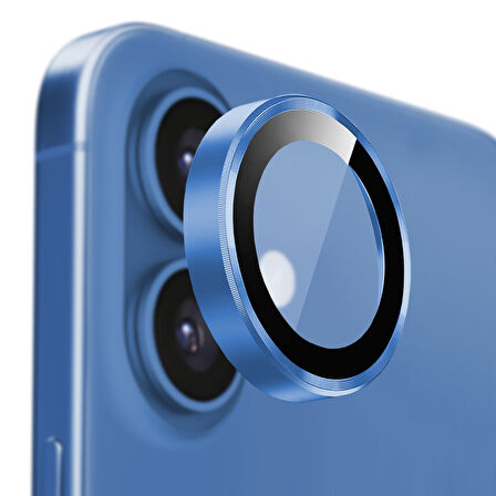 Buff iPhone 16 / iPhone 16 Plus Metal Kamera Lens Koruyucu Blue