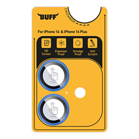 Buff iPhone 16 / iPhone 16 Plus Metal Kamera Lens Koruyucu Blue