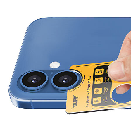 Buff iPhone 16 / iPhone 16 Plus Metal Kamera Lens Koruyucu Blue