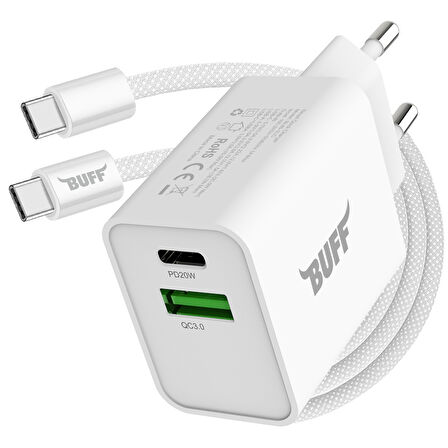 Buff BL60-ST Type-C to Type-C 20W Seyahat Şarj Seti