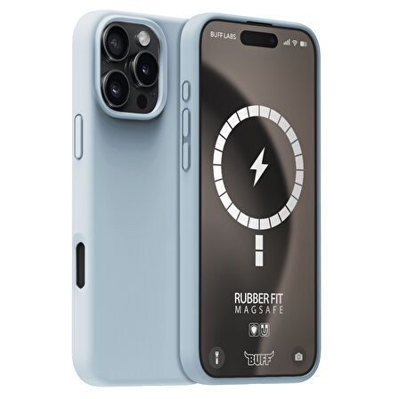 Buff iPhone 16 Pro Max Magsafe Rubber Fit Silikon Kılıf Light Blue