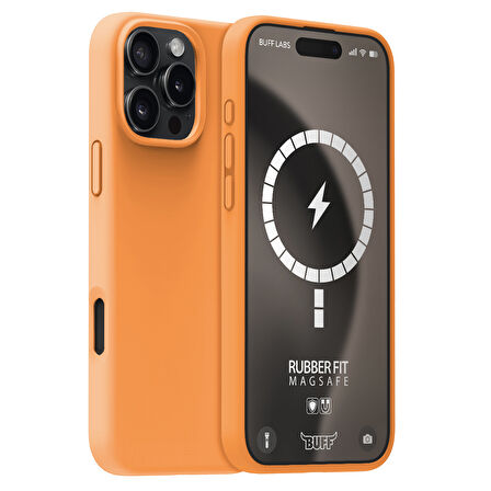 Buff iPhone 16 Pro Max Magsafe Rubber Fit Silikon Kılıf Orange Sorbet