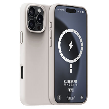 Buff iPhone 16 Pro Magsafe Rubber Fit Silikon Kılıf Stone Gray