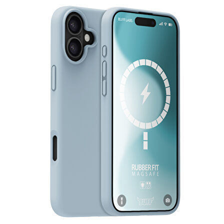 Buff iPhone 16 Magsafe Rubber Fit Silikon Kılıf Light Blue