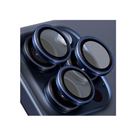 Buff iPhone 16 Pro Max / iPhone 16 Pro Titanyum Lens Koruyucu V2 - Mavi