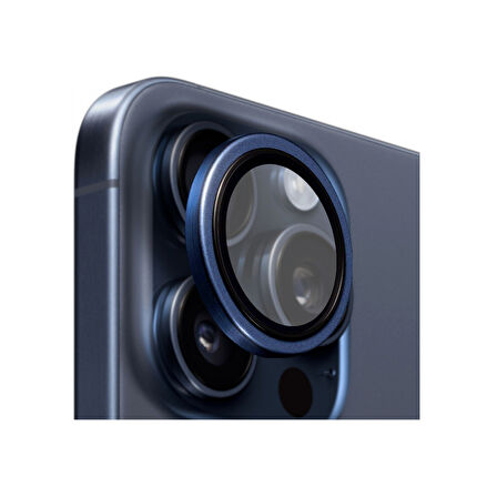 Buff iPhone 16 Pro Max / iPhone 16 Pro Titanyum Lens Koruyucu V2 - Mavi