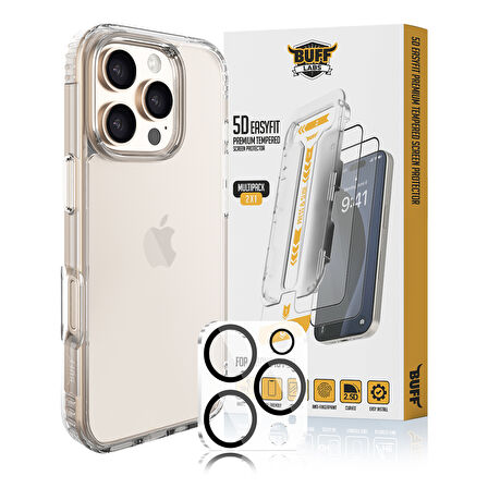 Buff iPhone 16 Pro Avantaj Paket - Kılıf + Ekran Koruyucu + Lens Koruyucu