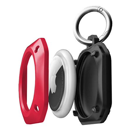 Buff TagSafe ProShield Taşınabilir Anahtarlık AirTag Kılıf Red