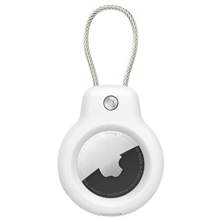 Buff TagSafe Rope Steel Taşınabilir Anahtarlık AirTag Kılıf White