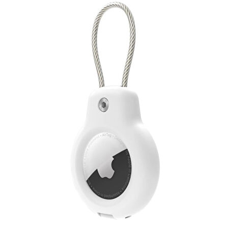 Buff TagSafe Rope Steel Taşınabilir Anahtarlık AirTag Kılıf White