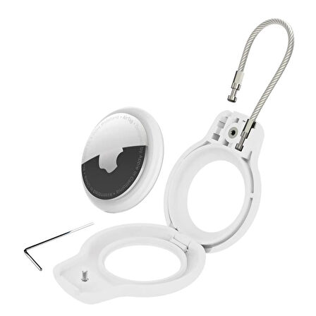 Buff TagSafe Rope Steel Taşınabilir Anahtarlık AirTag Kılıf White