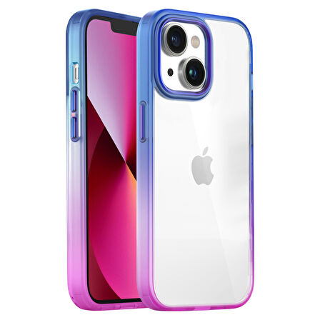 Buff iPhone 13 Air Bumper Rainbow Kılıf Pink Blue