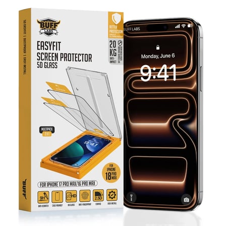 Buff iPhone 18 Pro Max/17 Pro Max/16 Pro Max 5D Glass EasyFit 2 Adet Ekran Koruyucu