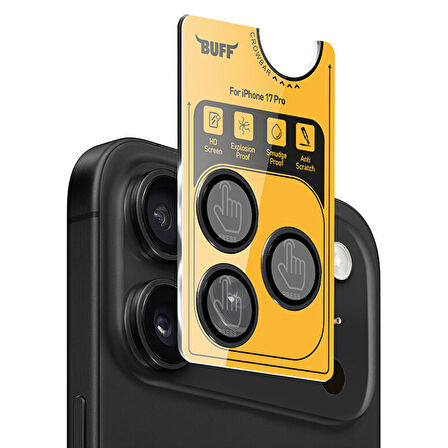 Buff iPhone 17 Pro Metal Kamera Lens Koruyucu - Siyah