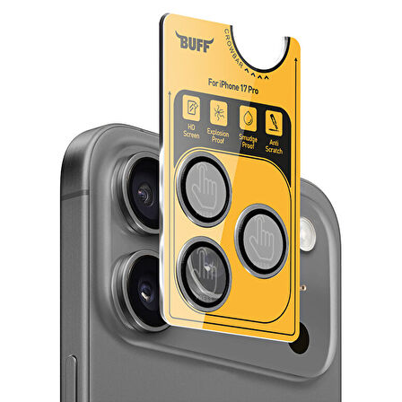 Buff iPhone 17 Pro Metal Kamera Lens Koruyucu - Gri