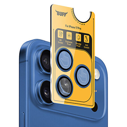 Buff iPhone 17 Pro Metal Kamera Lens Koruyucu - Mavi
