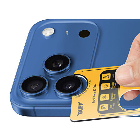 Buff iPhone 17 Pro Metal Kamera Lens Koruyucu - Mavi