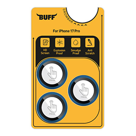 Buff iPhone 17 Pro Metal Kamera Lens Koruyucu - Mavi