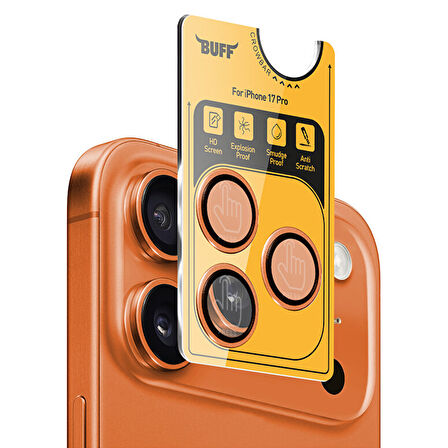 Buff iPhone 17 Pro Metal Kamera Lens Koruyucu - Turuncu