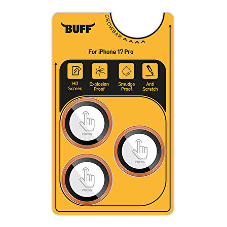 Buff iPhone 17 Pro Metal Kamera Lens Koruyucu - Turuncu