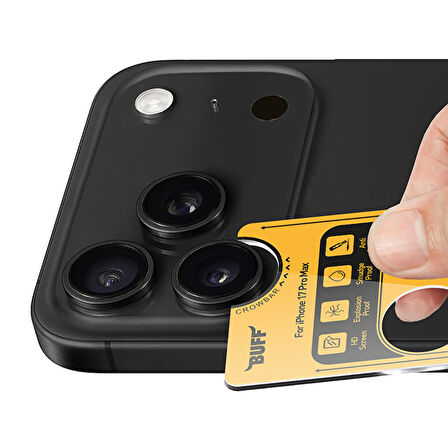 Buff iPhone 17 Pro Max Metal Kamera Lens Koruyucu - Siyah