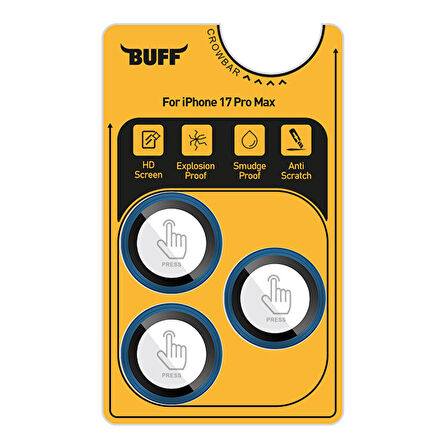 Buff iPhone 17 Pro Max Metal Kamera Lens Koruyucu - Mavi