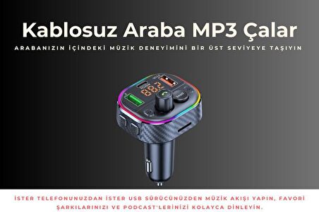 Cosmostech Car T86M Araç Fm Transmitter 5.0 Bluetooth Araç Kiti Hızlı 20W Şarj Qc3.0 Çift USB Mp3 Sd Kart Çakmaklık Girişli Oto Müzik Çalar